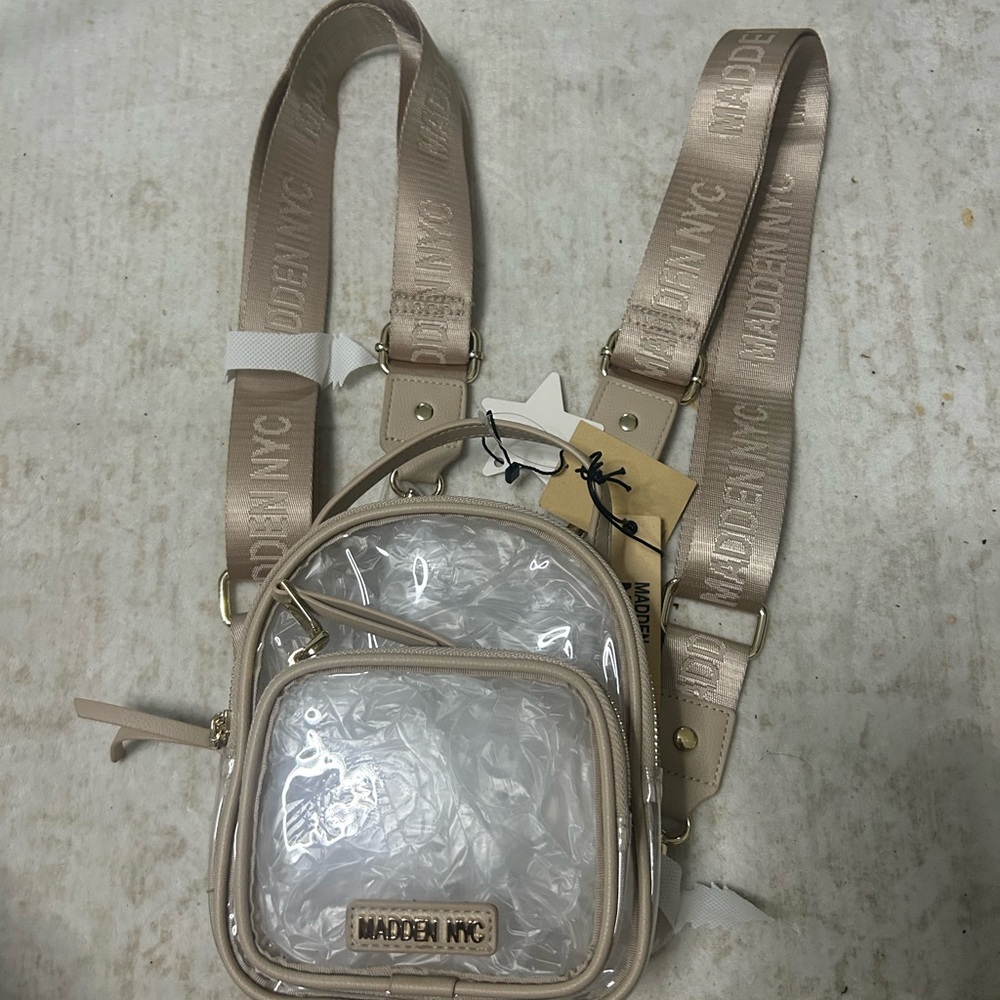 Madden NYC Clear Mini Backpack in Beige